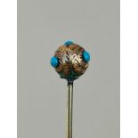 Antique turquoise Orb Stick Pin Brooch