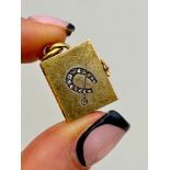 Antique Gold Diamond Horseshoe Opening Locket Book Pendant