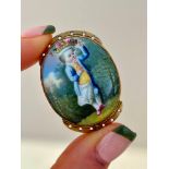 Sweet Antique Buckle Hand Painted Boy