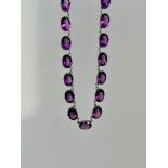 Antique Purple Paste Silver Riviere Necklace