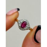 Antique Ruby and Diamond 18ct Yellow Gold Ring