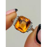 Antique Citrine and Diamond Ring