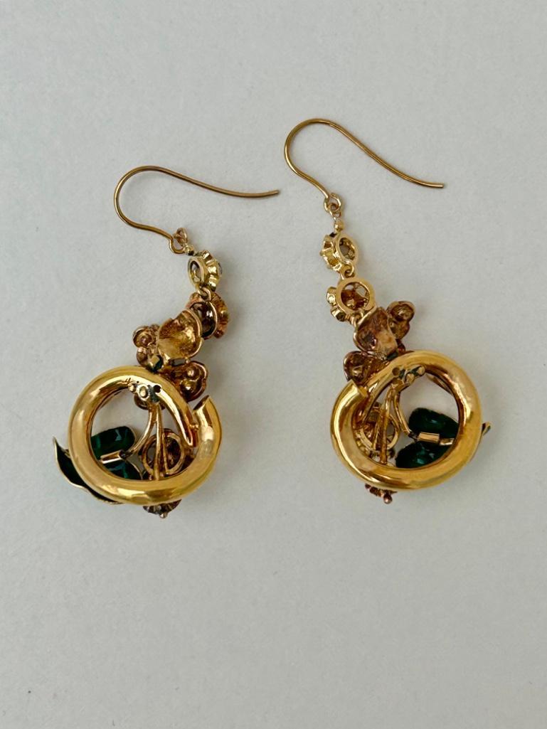 Large Victorian Gold Enamel and Rose Cut Diamond Earrings - Image 4 of 4