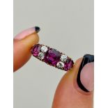 Antique Chunky Ruby and Diamond Yellow Gold Ring