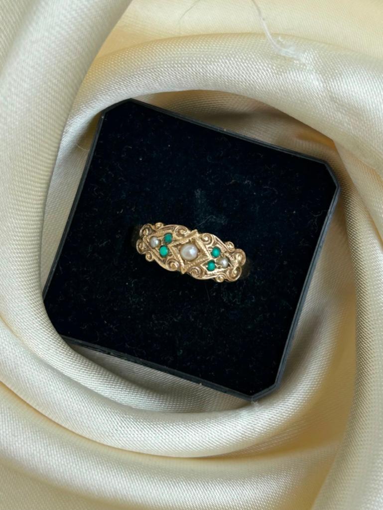 9ct Gold Turquoise and Pearl Ring - Image 2 of 5
