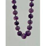 Amazing Carved Amethyst Long Bead Necklace