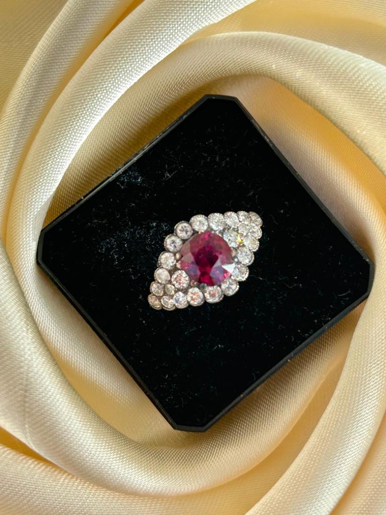 Natural No Heat Ruby and Diamond Ring with Certificate - Image 5 of 5