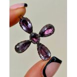 Antique Amethyst and Gold Cross Brooch