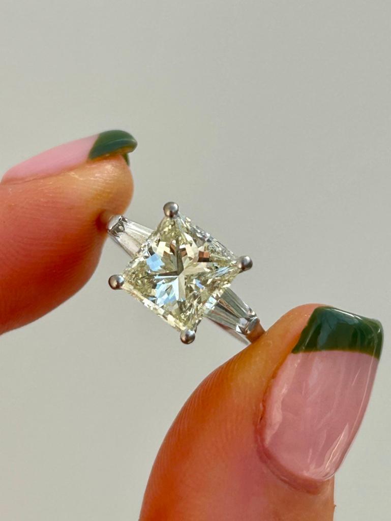 Vintage 2.5 Carat Diamond Princess Cut Ring