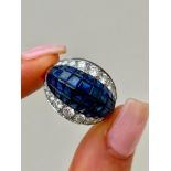 1940s Sapphire and Diamond “Schilling” Cocktail Ring in 18ct White Gold