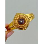 Wonderful Yellow Gold Chunky Diamond and Ruby Locket Back Bangle / Bracelet