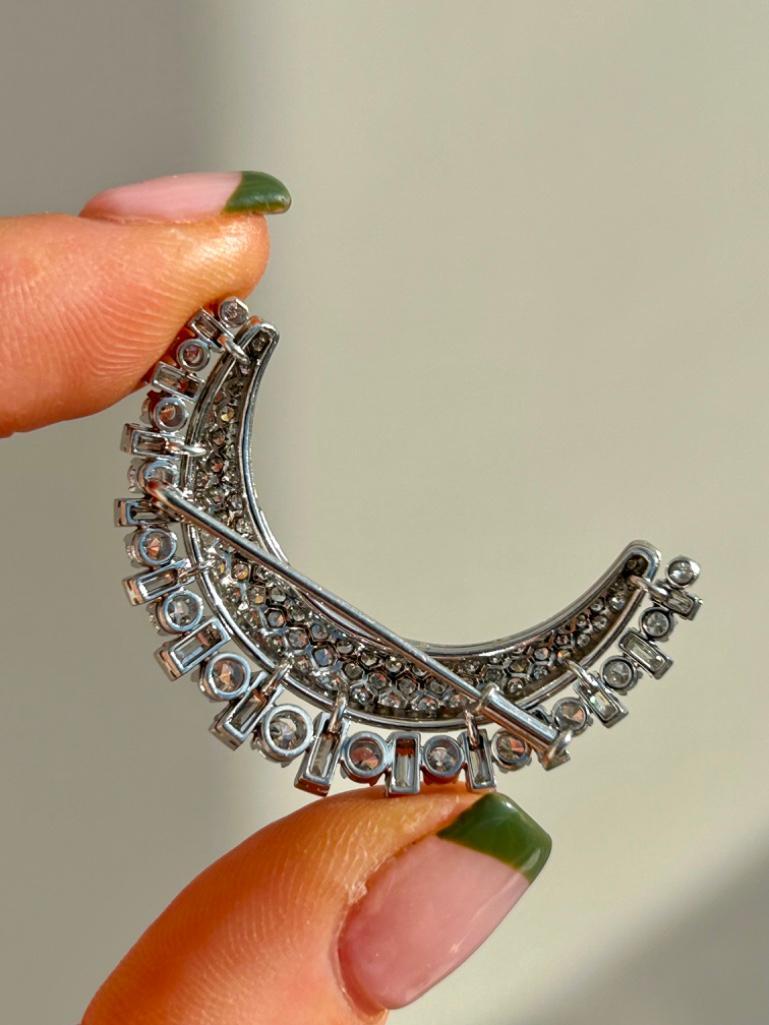 Amazing Large Diamond Crescent Brooch - Image 4 of 4