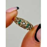 9ct Gold Turquoise and Pearl Ring