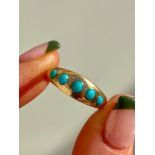 Antique 15ct Yellow Gold Turquoise 5 Stone Ring