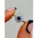 18ct Yellow Gold Sapphire and Diamond Flower Ring