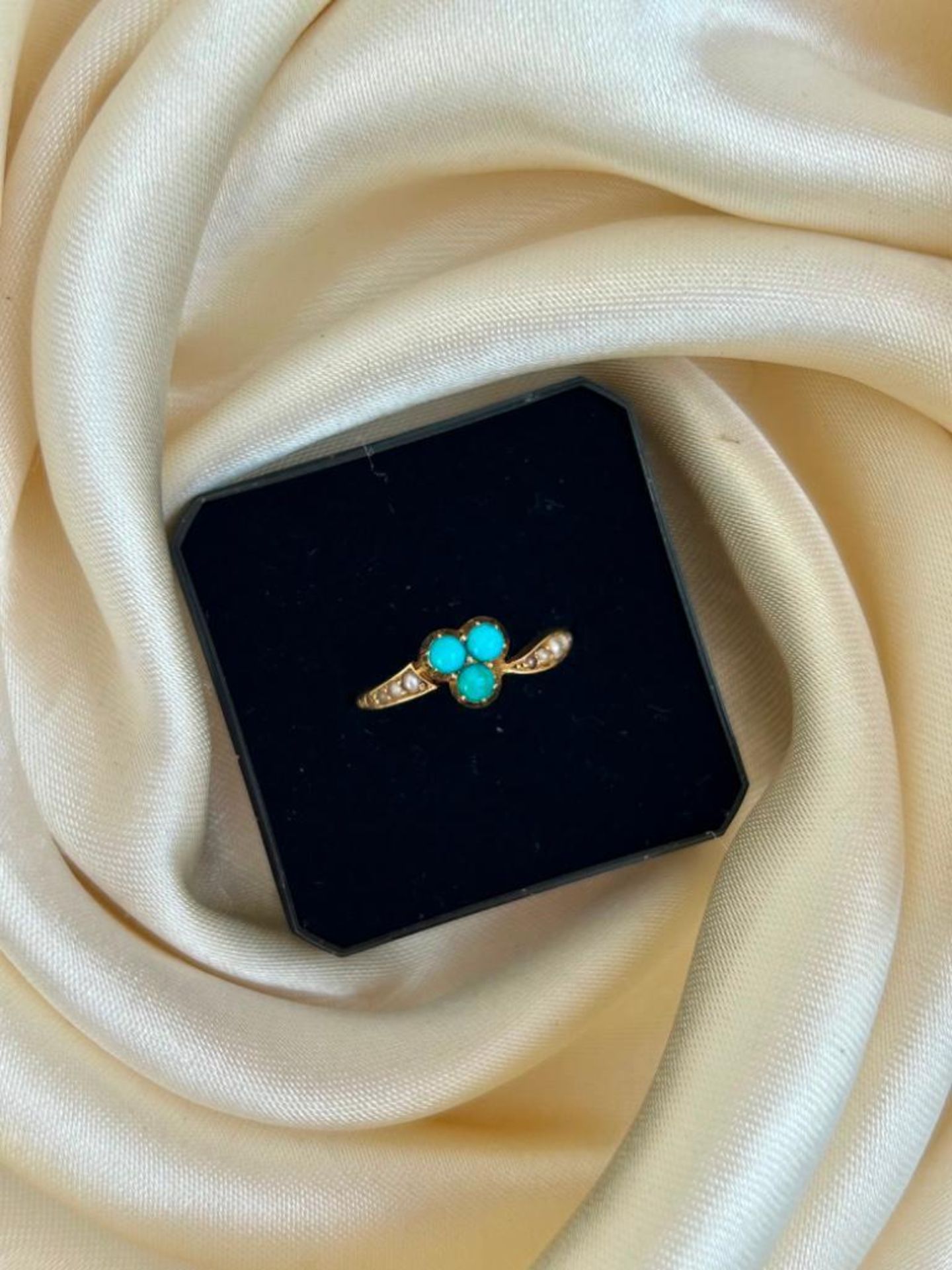 Antique 18ct Gold Sweet Turquoise Ring - Image 6 of 6