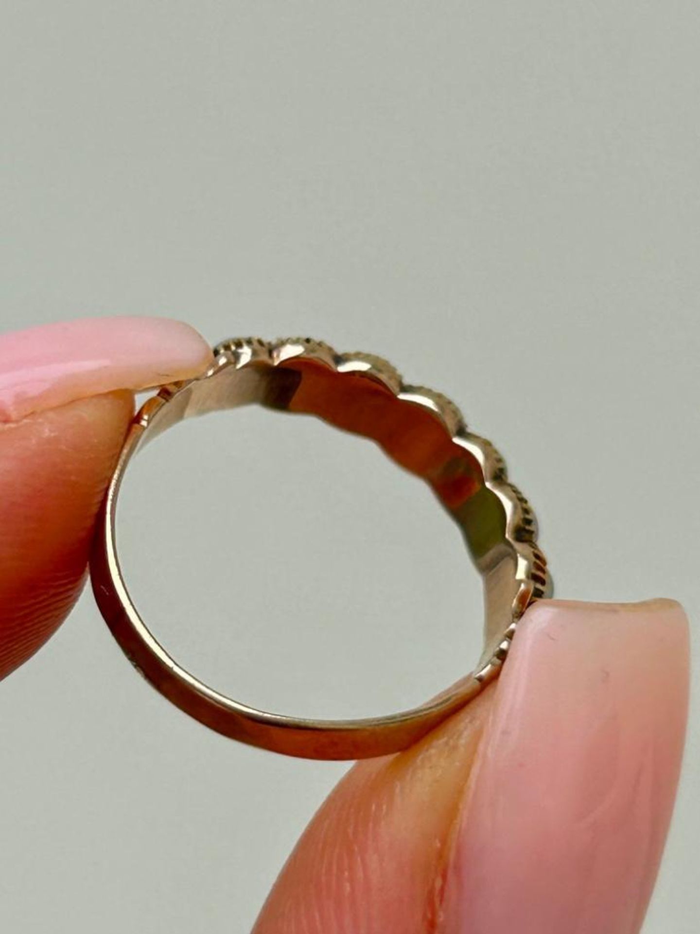 Georgian Era Closed Back Pearl Half Hoop Band Ring in Gold - Image 5 of 5