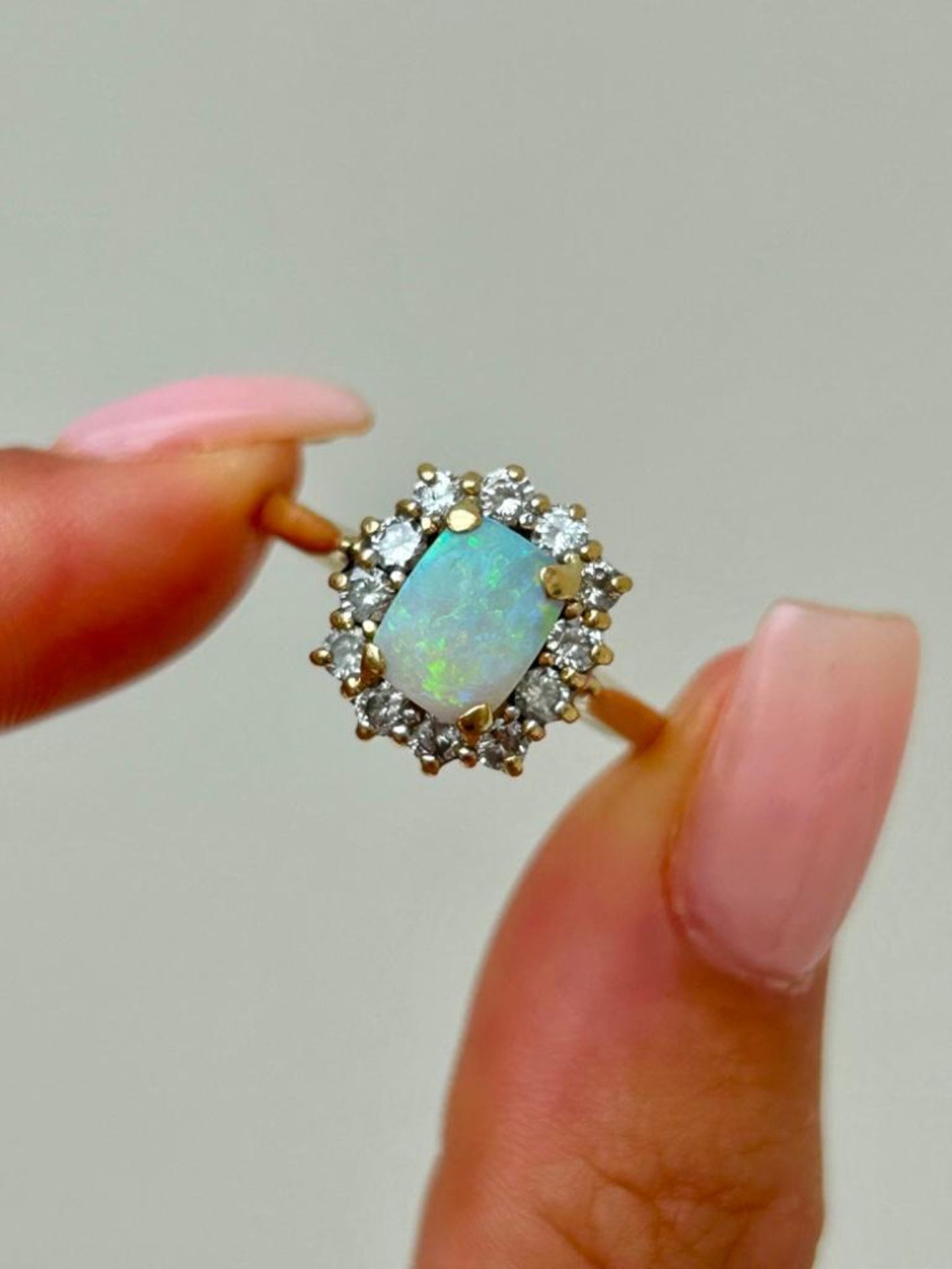 18ct Yellow Gold Opal and Diamond Ring