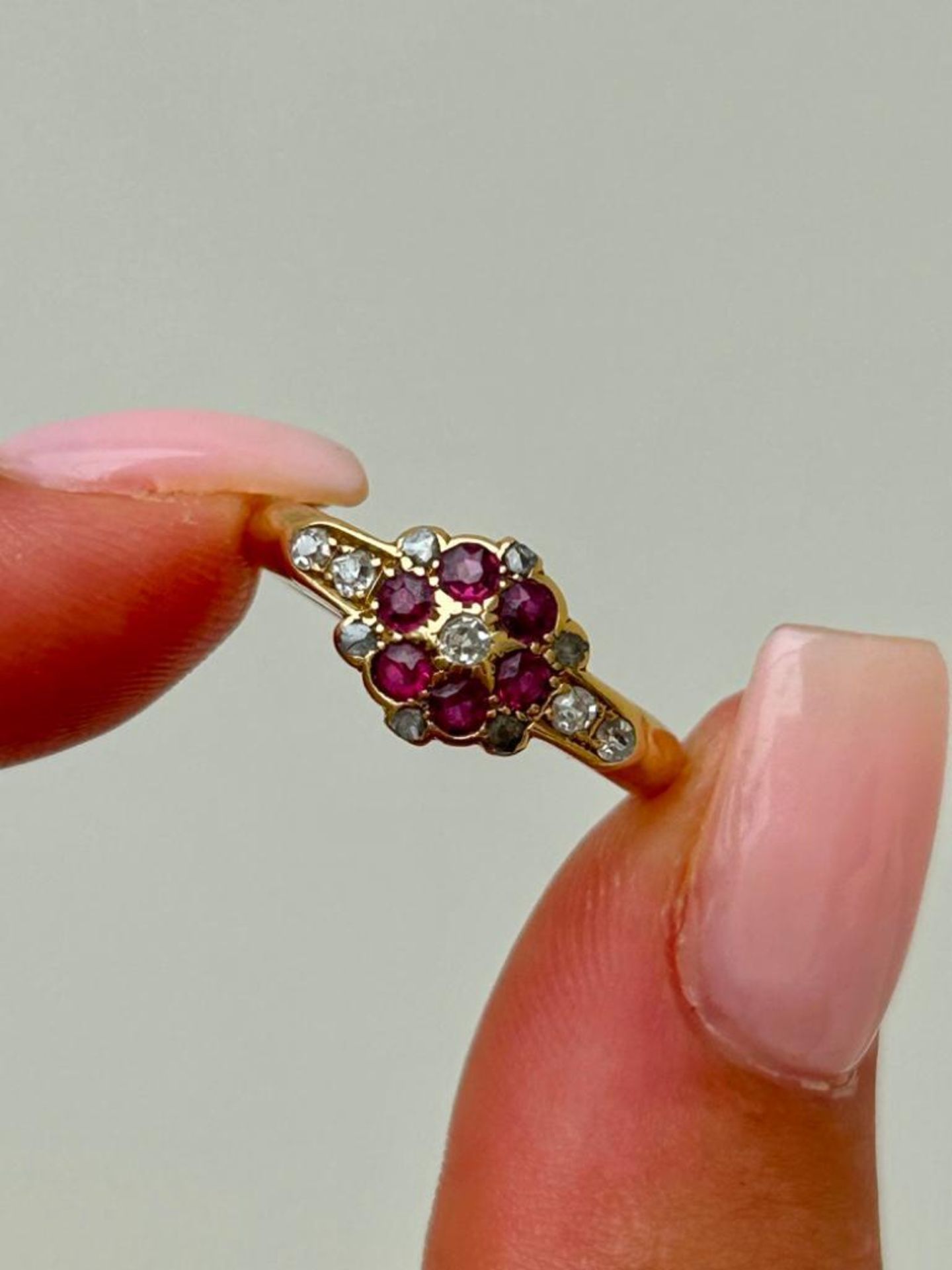 Wonderful Antique 18ct Yellow Gold Ruby and Diamond Ring