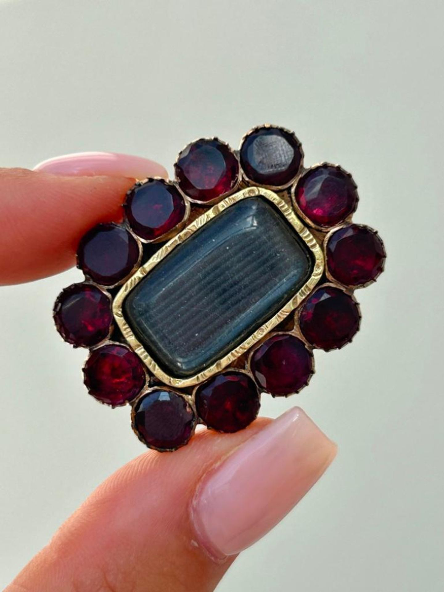 Large Locket Front Mourning Brooch