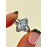 Large 2.48ct Diamond Marquise Halo Ring in 18ct White Gold