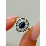 Outstanding Edwardian Sapphire Diamond and White Enamel Ring in 18ct Yellow Gold