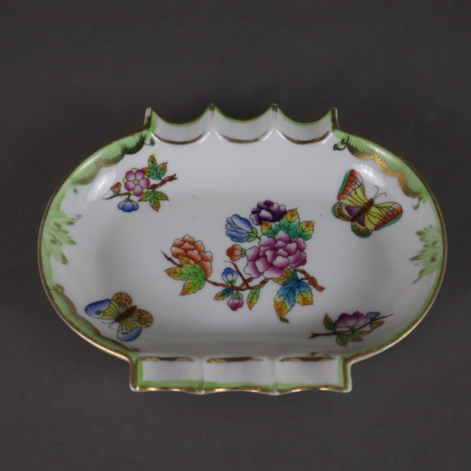 Raucherset Teile - Herend, Ungarn, Porzellan, Dekor "Victoria" mit Blumen- und Schmetterlingsmotive - Bild 5 aus 8