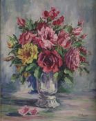 Duschek, Richard (1884 Neugarten - 1959 Besigheim) - Stillleben mit Rosenstrauß in der Vase, Öl auf