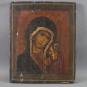 Ikone der Gottesmutter von Kazan (Kazanskaja) - Russland,19.Jh., Tempera auf Holz, kirchenslawische