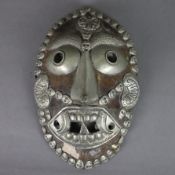 Ritualmaske / Kapala Maske - Tibet, Schildkrötenpanzer mit Silberblech-Beschlag, Gesicht mit Augen-