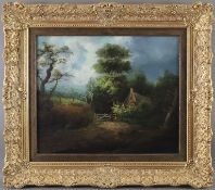 Howard, Vernon (1840-1902 ) - Romantische Landschaft mit Cottage, Öl auf Leinwand, rechts unten  in