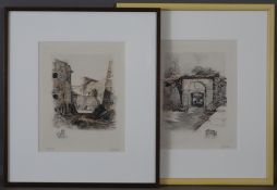 Jouas, Charles (1866 Paris - 1942) - Zwei Farbradierungen, "Bayonne-Porte de Mousserolles" und "Col