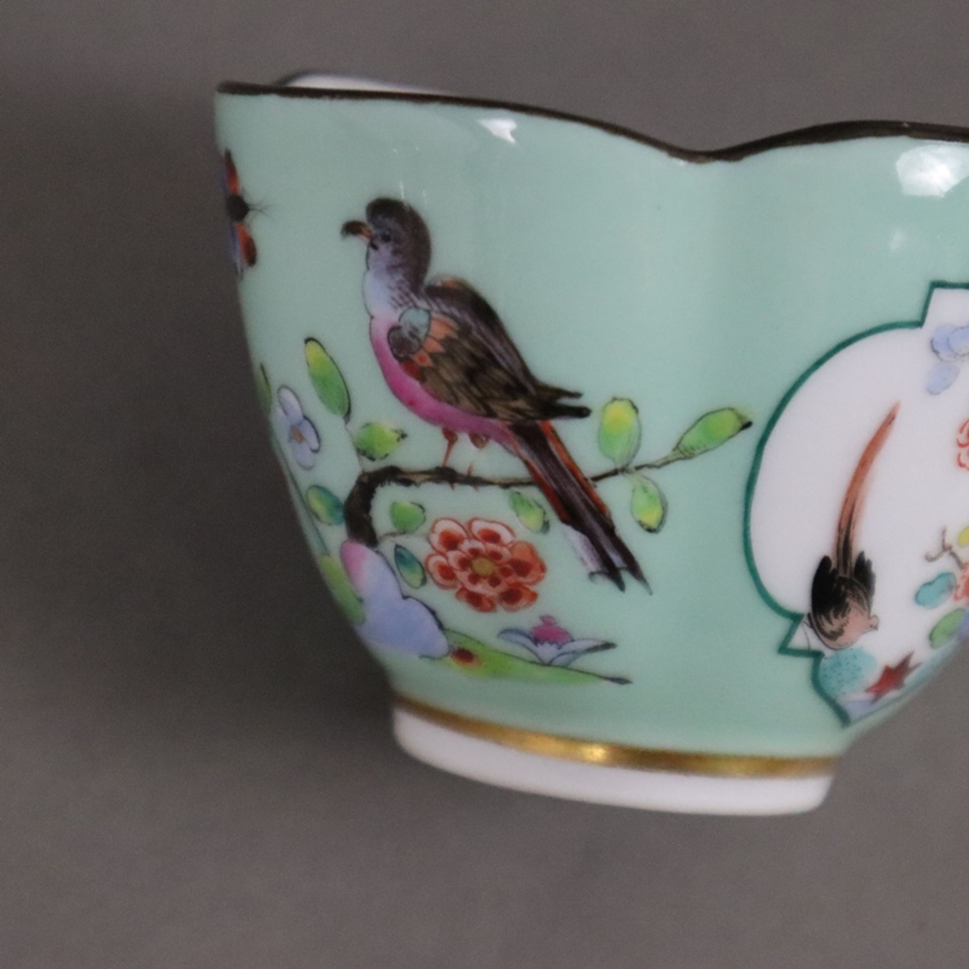 Vierpass-Tasse - Meissen, Knaufzeit (1850-1924), Porzellan, polychromer Dekor "Fels- und Vogelmaler - Image 7 of 10