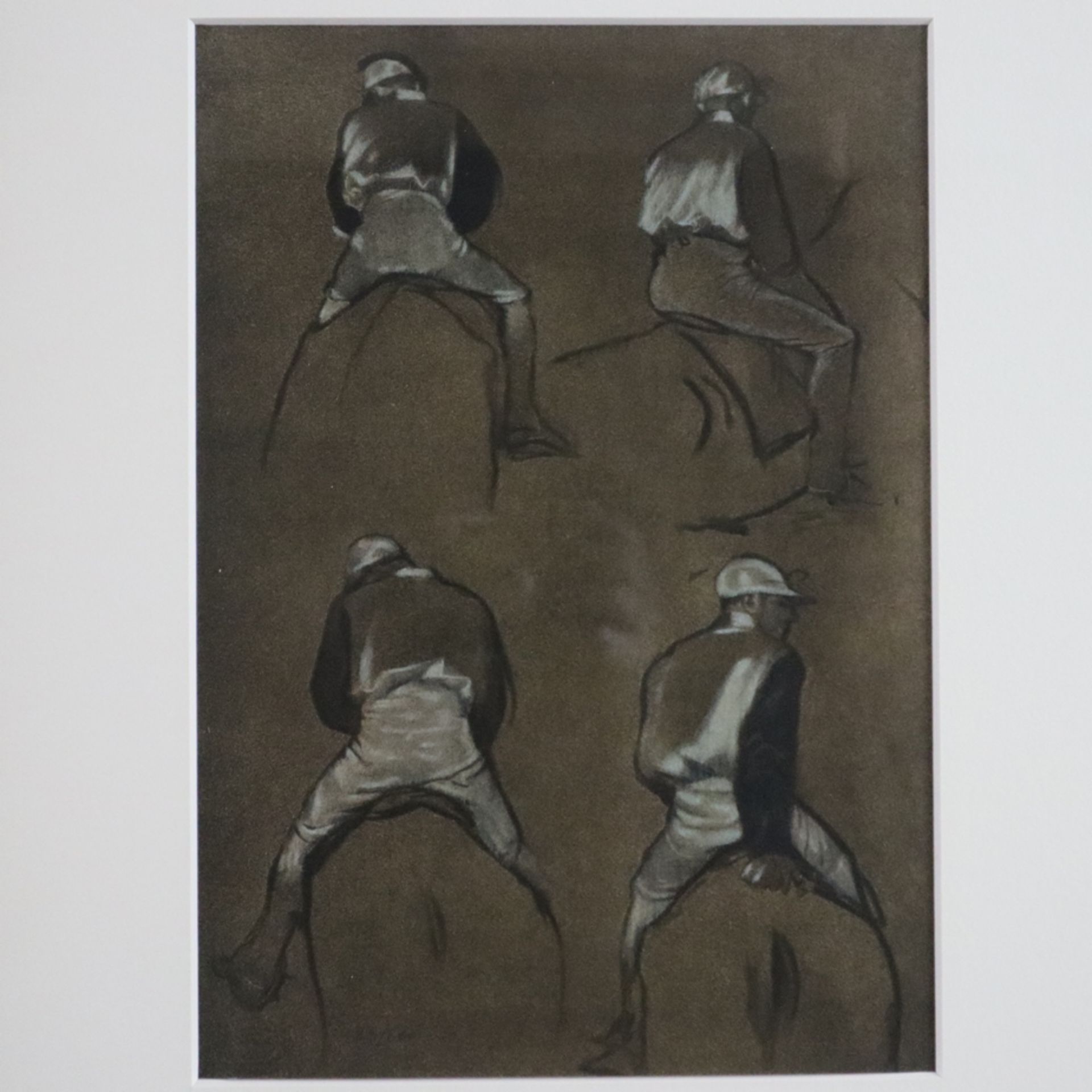 Zwei Grafiken Degas/Matisse - 1x "Etude de Quatre Jockeys de dos", Heliogravure nach einem Entwurf - Image 4 of 5