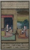Indische Malerei - Nordindien 20.Jh., Gouache und Gold auf Papier, Dame mit Shisha und Musikerin au