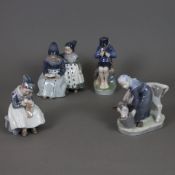 Vier Porzellanfiguren - Royal Copenhagen, Dänemark, polychrom bemalt in Unterglasurfarben, Modellnr
