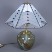 Ikora-Lampe WMF - um 1950, kugelförmiger Ikora-Glas-Lampenfuß, farbloses Glas mit Zwischenschichtde