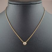 Diamantcollier - Gelbgold 750/000 und Platin 950/000, Kette und Anhänger gestempelt, Schlangenkette