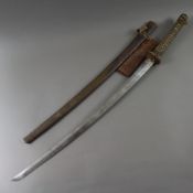 Katana - Japan, wohl Offizierssäbel WK II, Langschwert mit Rückenklinge in Metallscheide, Griffschn