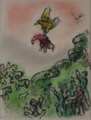Chagall Marc (1887-1985) - „Das Vorzeichen“ / „Le présage, L'autour de la colombe“, Original Farbli
