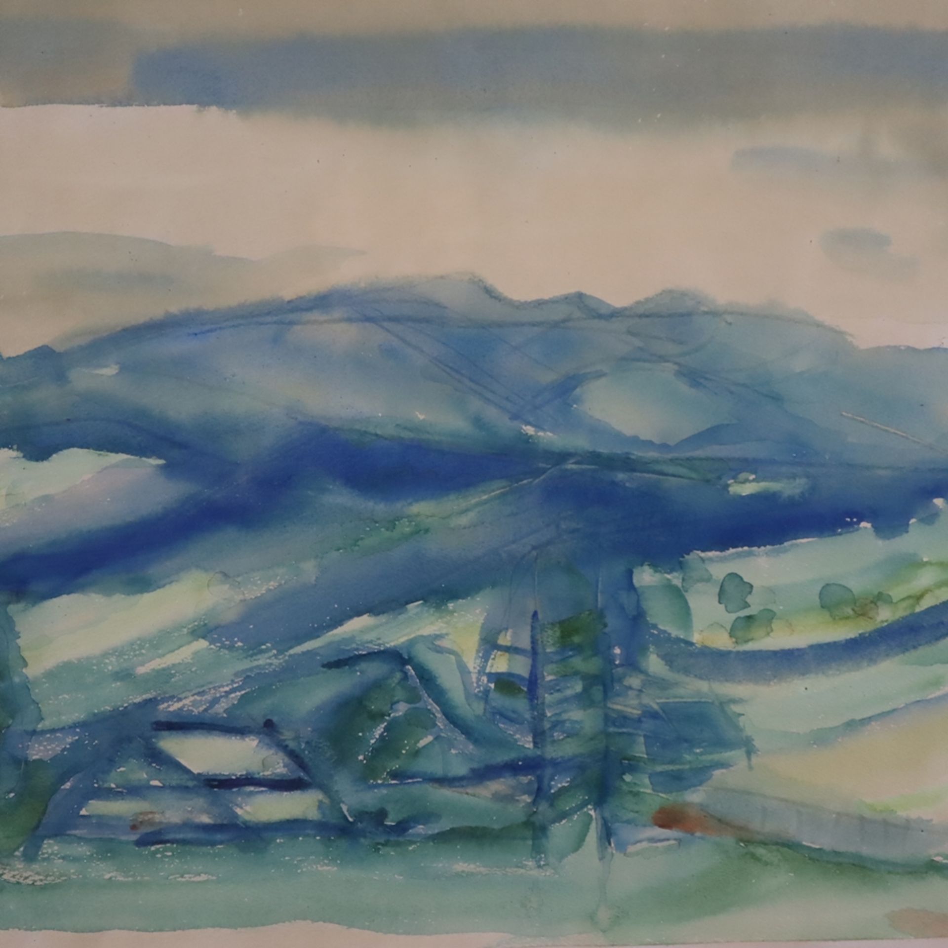Szyszkowitz, Rudolf (1905 St. Martin bei Villach - 1976 Graz) - Hügelige Landschaft, Aquarell auf P - Image 3 of 4