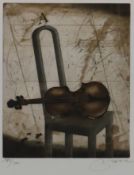 Nolte, Udo (*1950) - Komposition mit Geige, Farbradierung, unten rechts in Blei signiert, links num