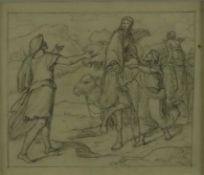 Peschel, Carl Gottlieb (1798-Dresden-1879) - "Eliezer führt Isaak Rebekka zu", Bleistift auf Velin,