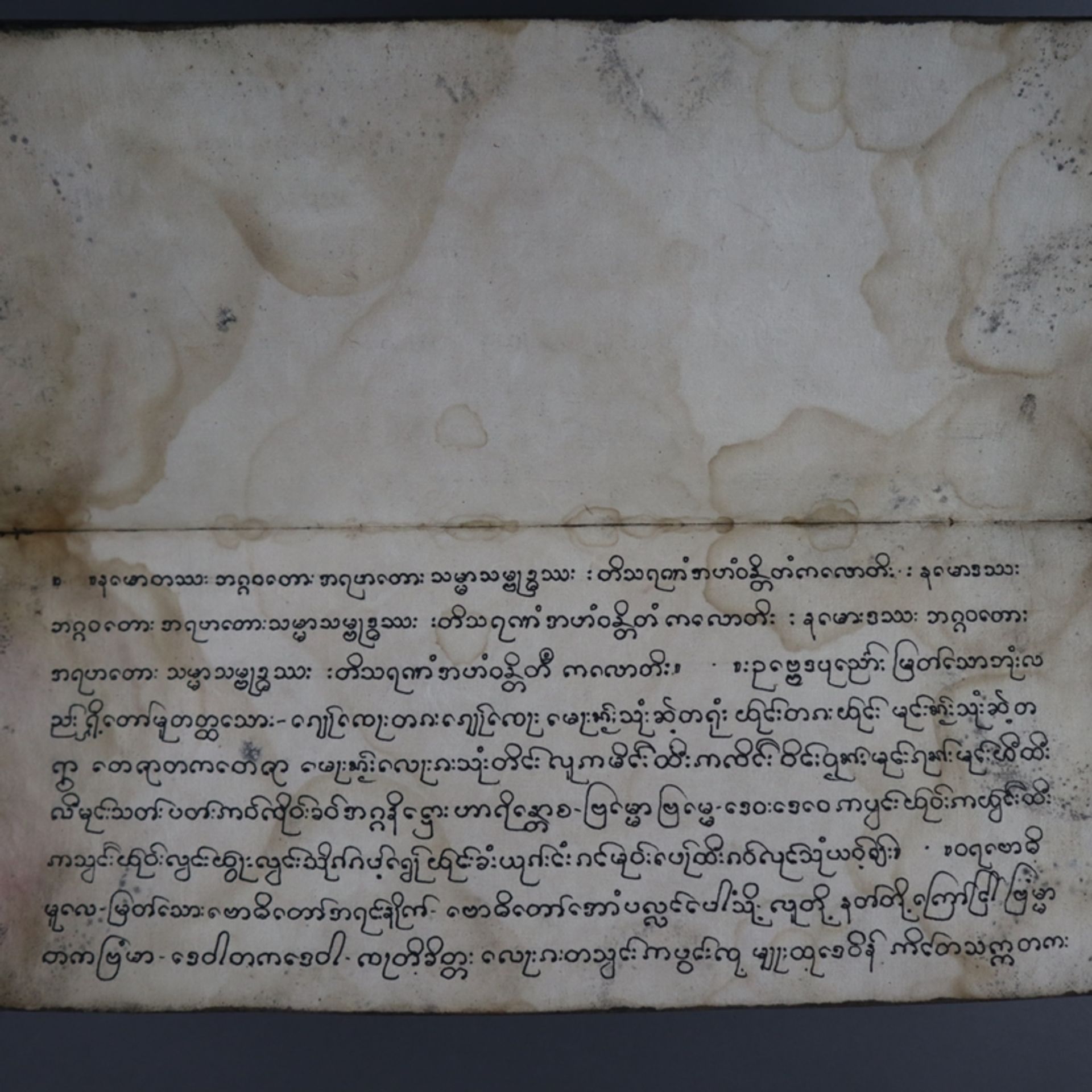 Handgeschriebenes Faltbuch / Buddhistisches Textbuch - Burma, querformatiges Leporello auf festerem - Bild 4 aus 7