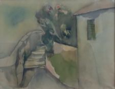 Steiner, Heinrich (1911 Kaiserslautern -2009 Rom) - Auf südländischem Dorfweg, Aquarell auf Papier,