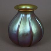 Kürbisvase - WMF, Geißlingen, Myra-Glas, um 1930/40, Modellnr. J 295, bernsteinfarbenes Kristallgla