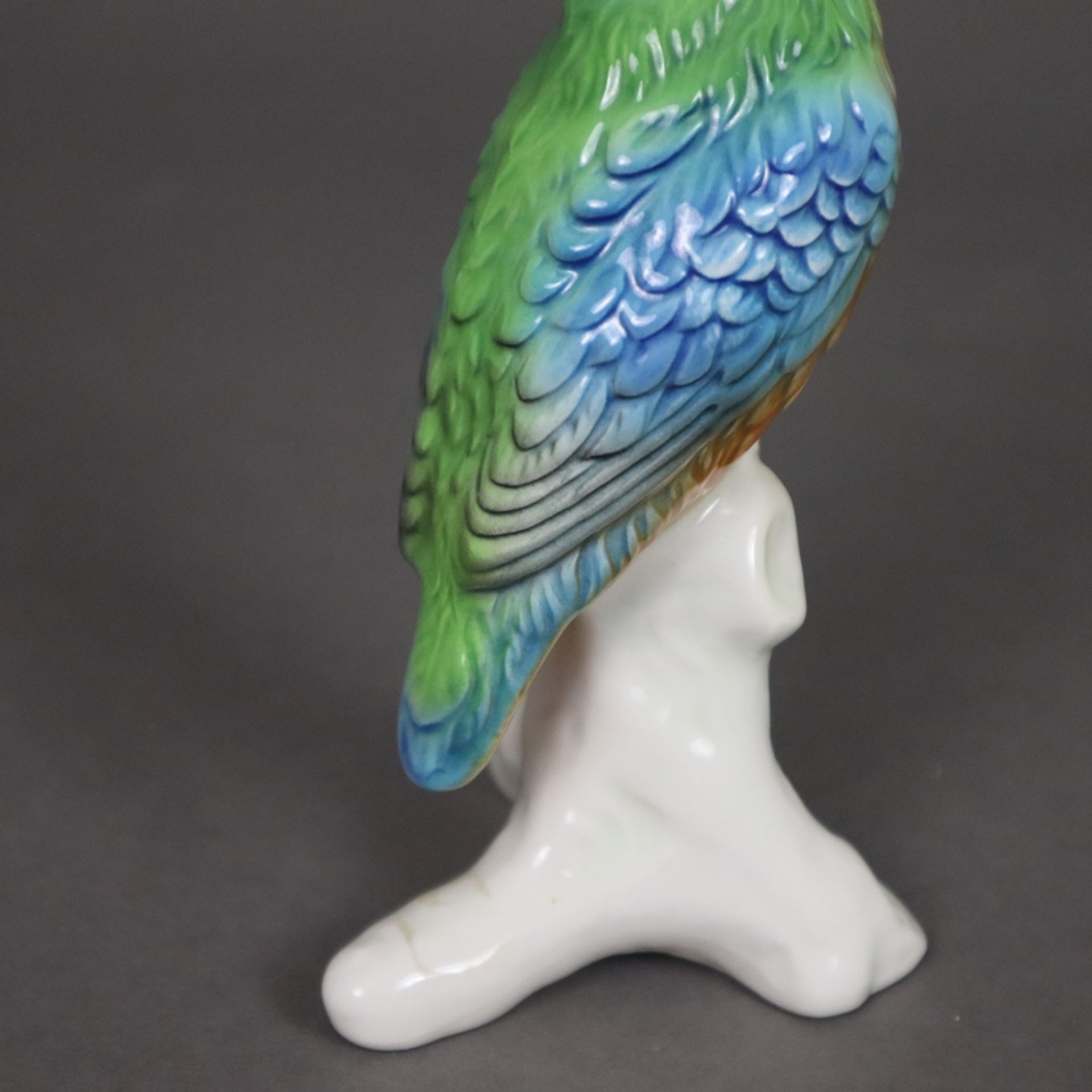 Figur "Eisvogel auf Ast" - Goebel, Keramik, polychrom bemalt, Boden mit Manufakturmarke 1979-1990 u - Bild 5 aus 6