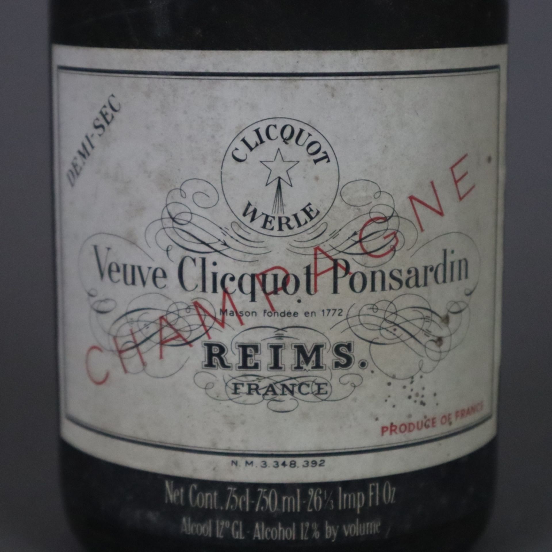 Champagner - Veuve Clicquot Ponsardin Bicentenaire 1772-1972 Brut, Reims, France, 750ml, Flasche ve - Image 3 of 5