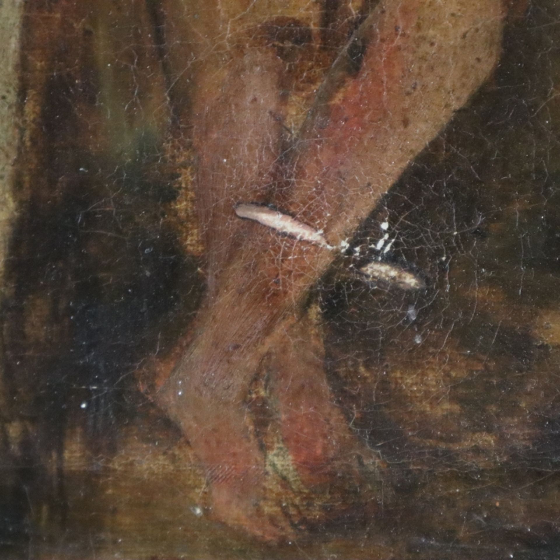 Sakralmaler -wohl 18. Jh.- Hl. Johannes der Täufer am Brunnen, Öl auf Leinwand, unsigniert, feines  - Bild 8 aus 9