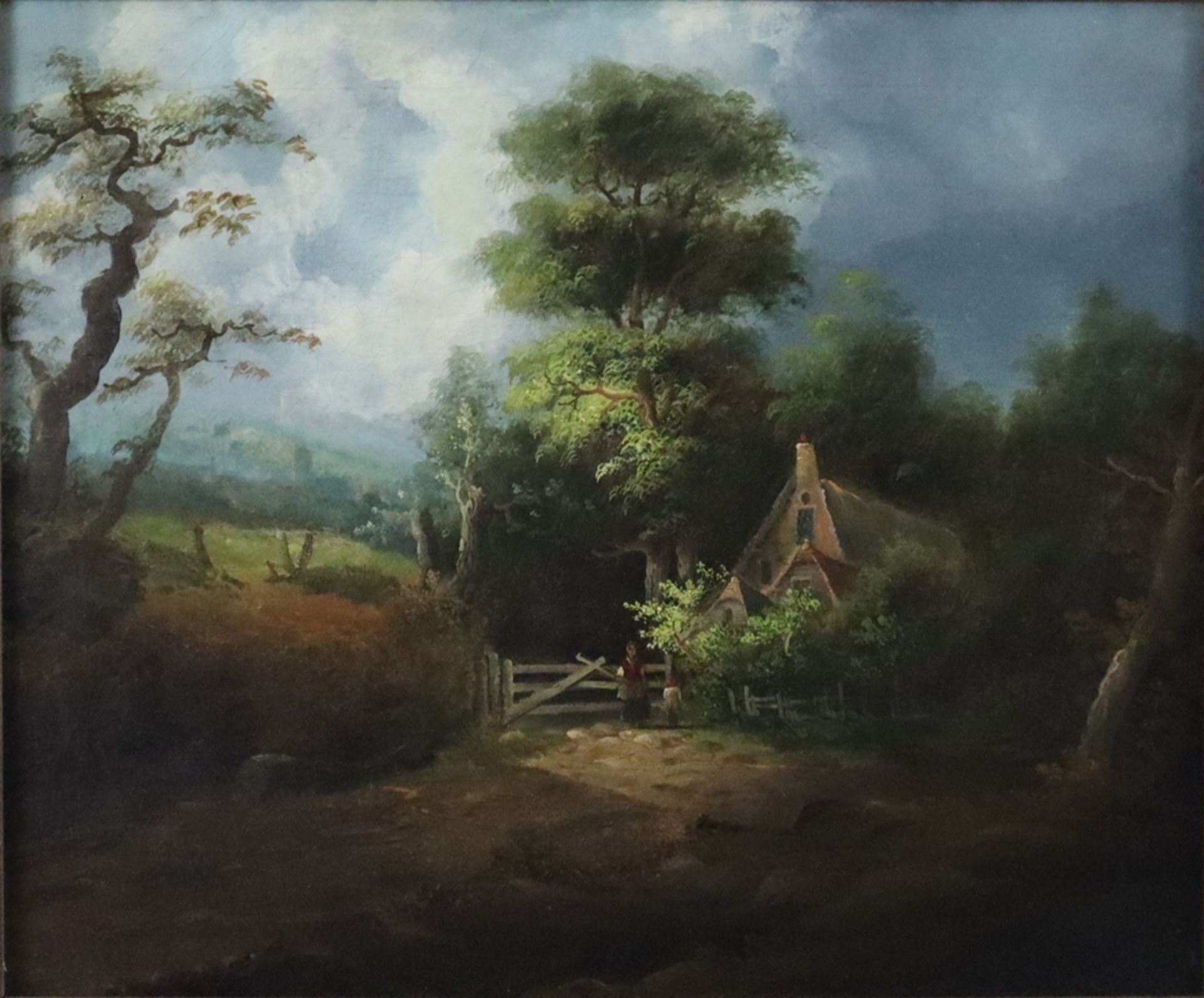 Howard, Vernon (1840-1902 ) - Romantische Landschaft mit Cottage, Öl auf Leinwand, rechts unten in - Image 2 of 12